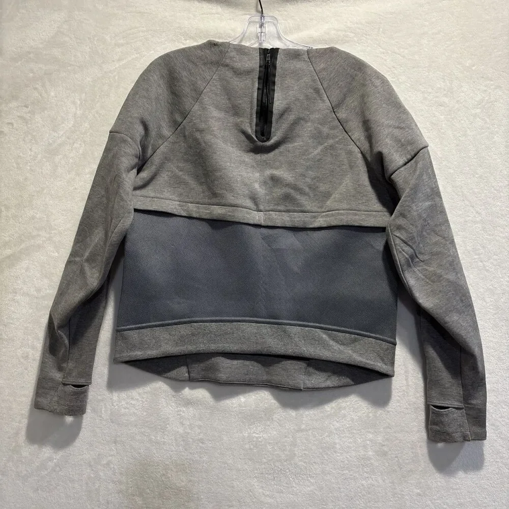 Nike Sportswear Tech Fleece Mesh Crew Zipper Thumbholes Gray Women's Size Small
